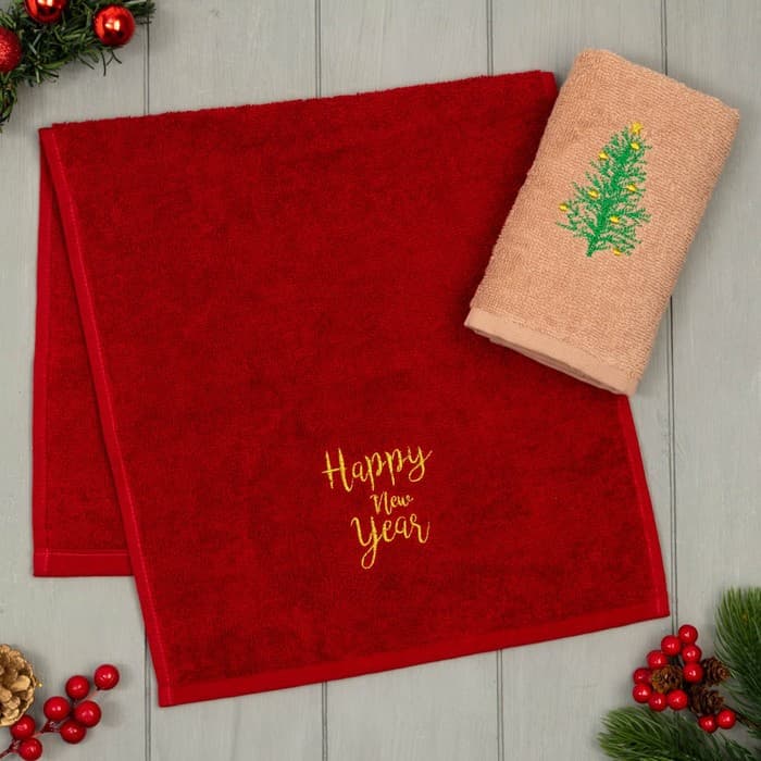 Набор полотенец Этель Happy new year 30×60 см-2 шт., 100% хлопок 340 г/м² 7