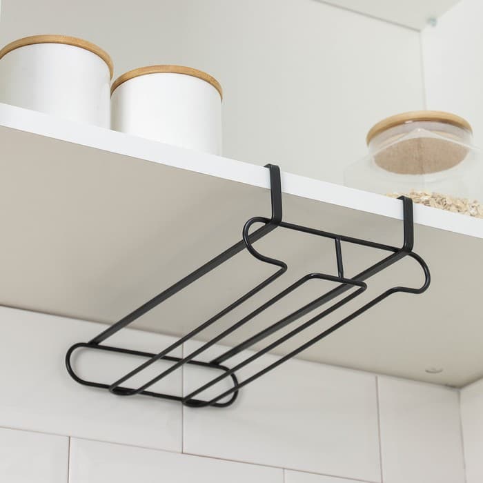 Держатель для бокалов подвесной Доляна, 28×16×7.5 см, чёрный