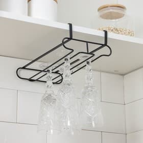 Держатель для бокалов подвесной Доляна, 28×16×7.5 см, чёрный