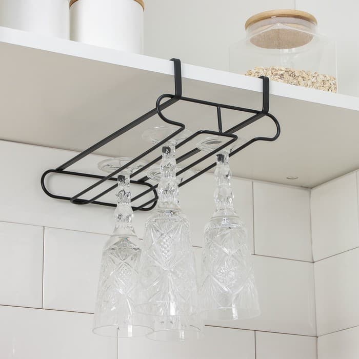 Держатель для бокалов подвесной Доляна, 28×16×7.5 см, чёрный