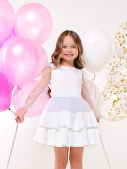 Платье нарядное для девочки KAFTAN, белое, размер 28 (86-92 см)