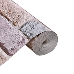 Бумажные обои «Кирпичи 301-02», 0.53×10.05 м, розовые/сиреневые/серые