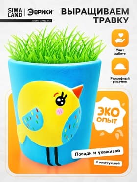 Набор для опытов, для детей «Выращиваем травку», растение в горшочке «Птичка»
