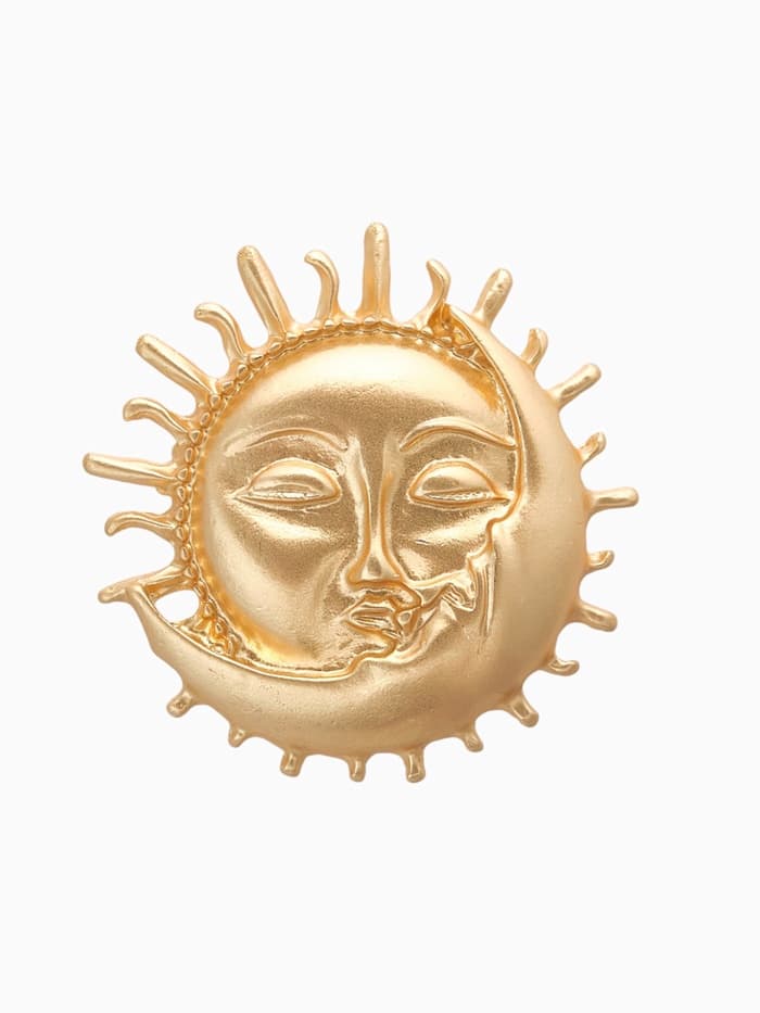 Брошь «День и Ночь», цвет матовое золото