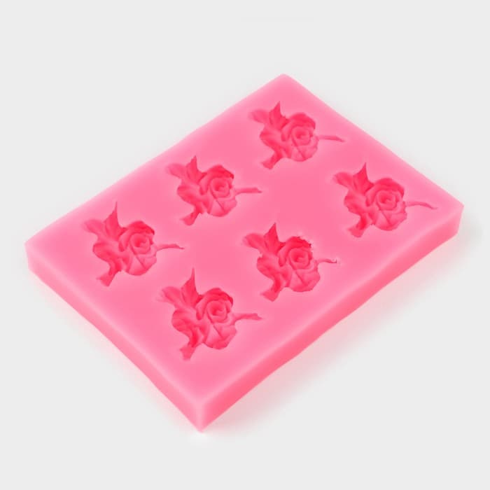 Молд для заливки «Букеты», силикон, 6 ячеек, 11.5×8×1.5 см, розовый