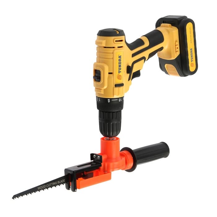 Насадка для дрели ТУНДРА, сабельная пила, угловая, полотна по дереву и металлу 2 шт.