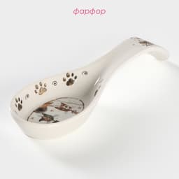 Подставка под ложку Доляна «Коты-аристократы», 21.5×7.5 см, фарфор, белая