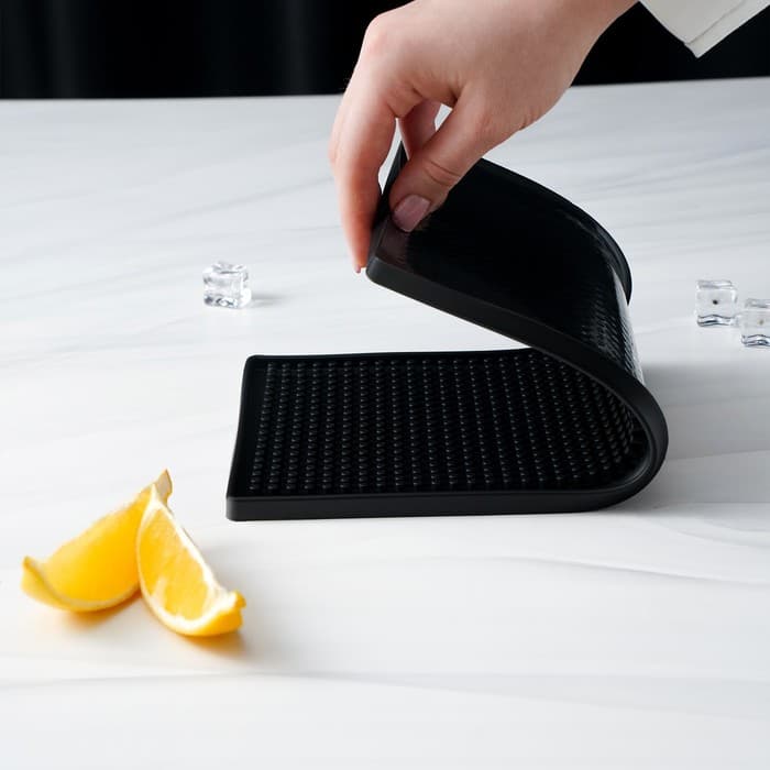 Барный коврик Доляна, 30×15×0.9 см, резина, чёрный