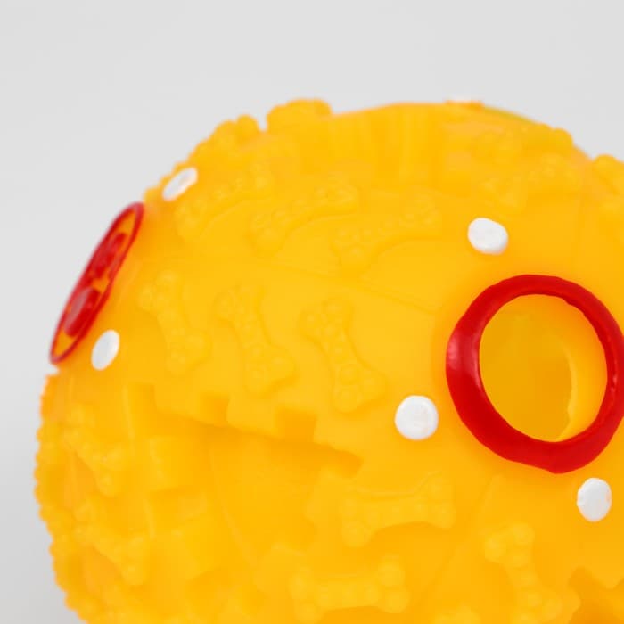 Квакающий мяч для собак большой, жёсткий, 9.5 см, жёлтый