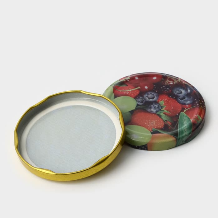 Крышка для консервирования «Ассорти», ТО-82 мм, жесть, винтовая, лак, литография, фасовка 20 шт., золотистая