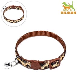 Ошейник кошачий с пряжкой в форме кошки, 26×1 см, бежевый