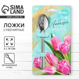 Ложка чайная с гравировкой «Любимой сестре», h=14 см