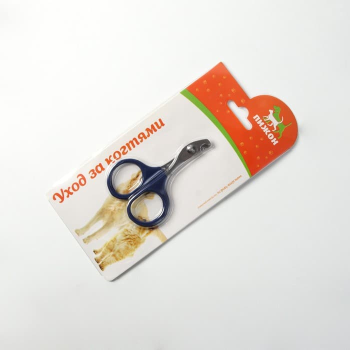 Ножницы-когтерезы, изогнутые, с прорезиненными ручками, отверстие 6 мм, тёмно-синие