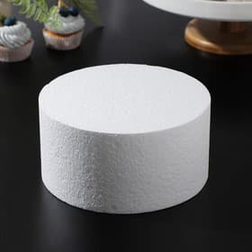 Фальш ярус для торта круглый, d=20 см, h=10 см, пенопласт, белый