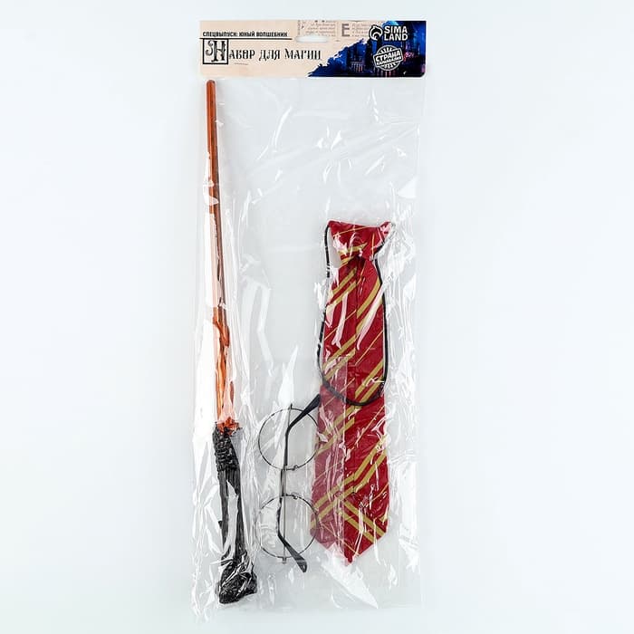 Карнавальный набор для магии «Юный волшебник»: очки, волшебная палочка, галстук