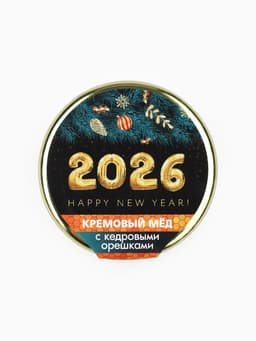 Мёд кремовый «С новым 2026 годом», с кедровым орехом, 30 г