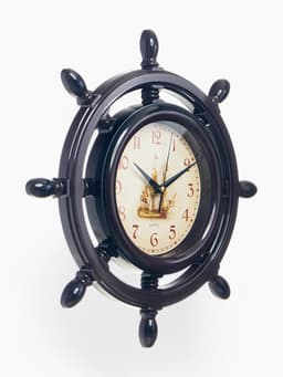 Часы настенные «Штурвал», серия: Море, плавный ход, d=35 см, коричневые