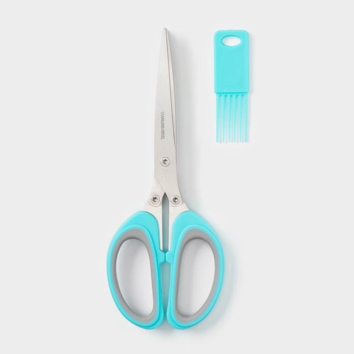 Ножницы кухонные для зелени Доляна «Кольца», 19 см, голубые