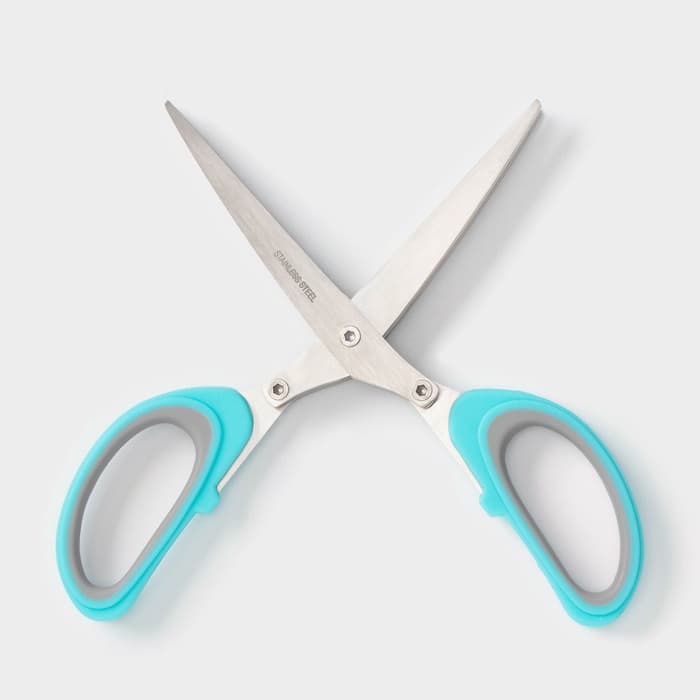 Ножницы кухонные для зелени Доляна «Кольца», 19 см, голубые