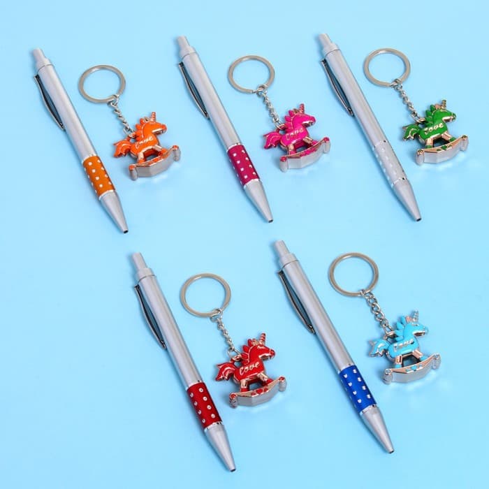 Набор подарочный, 2 предмета: ручка, брелок-единорог, МИКС