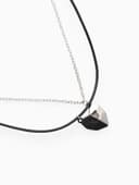 Кулоны парные на магните «Неразлучники.Половинки сердца», L=48 см, набор 2 шт. чёрные, серебряный