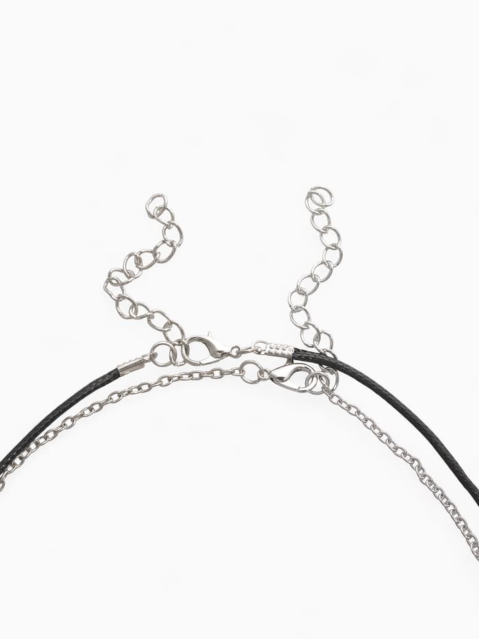 Кулоны парные на магните «Неразлучники.Половинки сердца», L=48 см, набор 2 шт. чёрные, серебряный