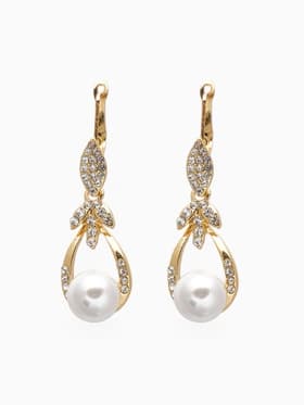 Серьги висячие «Жемчуг Грейс», белые в золоте
