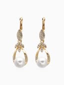 Серьги висячие «Жемчуг Грейс», белые в золоте