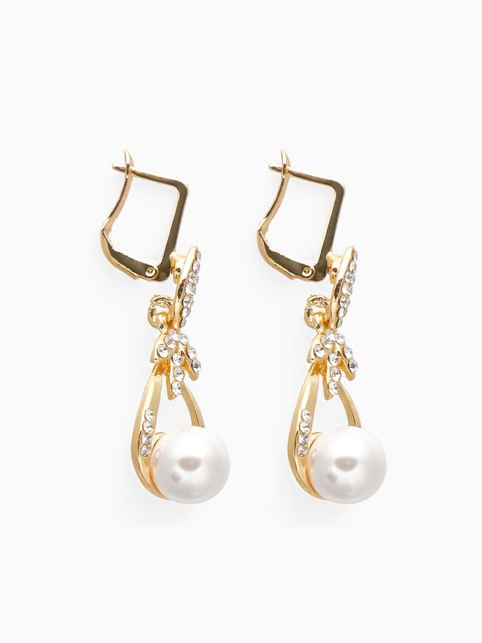 Серьги висячие «Жемчуг Грейс», белые в золоте