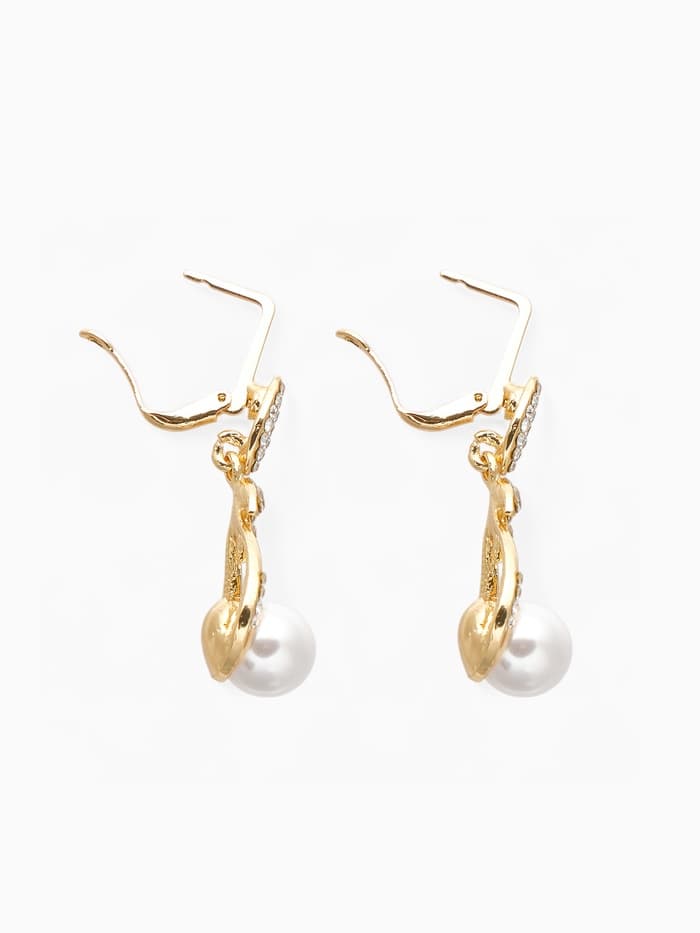 Серьги висячие «Жемчуг Грейс», белые в золоте