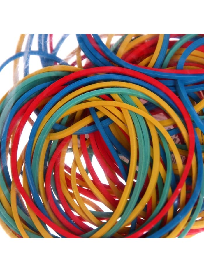 Банковская резинка, 50 г, диаметр 60 мм, длина 95 мм, сечение 1.7×1.7 мм, МИКС, в пакете