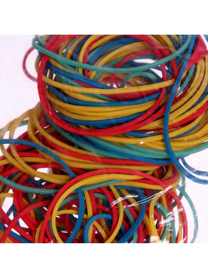 Банковская резинка, 100 г, диаметр 60 мм, длина 95 мм, сечение 1.7×1.7 мм, МИКС, в пакете