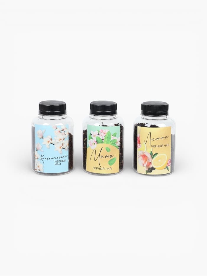 Набор чая «8 марта», вкусы: мята, лимон, классический, 150 г (3 шт. × 50 г)