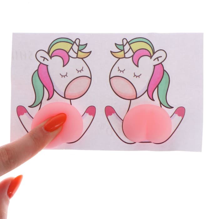 Антистресс - наклейка «Попка. Единорог», в наборе 2 мялки