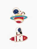 Набор значков (2 шт.) «Космонавты», цветной в золоте