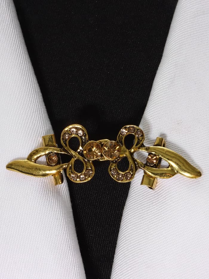 Зажим для кардигана «Бант», цвет золотой в чернёном золоте
