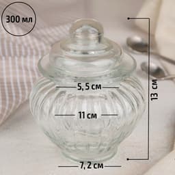 Банка для сыпучих продуктов Доляна «Галерея», 300 мл, 9.5×13 см, стекло, прозрачная