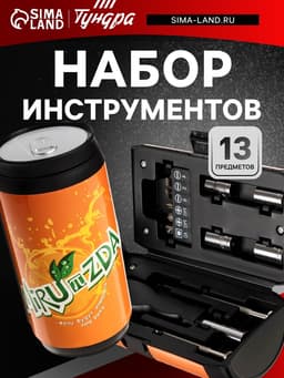 Набор инструментов ТУНДРА, подарочный пластиковый кейс «Банка», 13 предметов