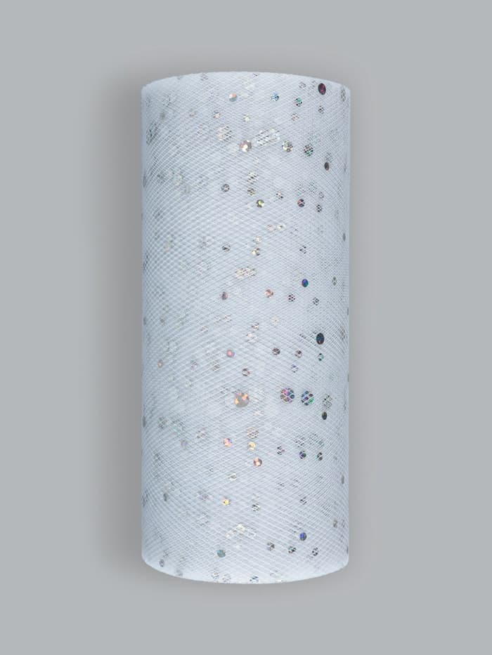 Фатин с блёстками, 15 см, 23±1 м, 11±1 г/м², белый №1