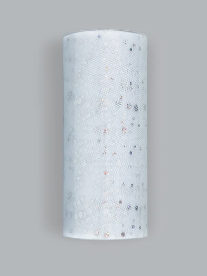 Фатин с блёстками, 15 см, 23±1 м, 11±1 г/м², белый №1