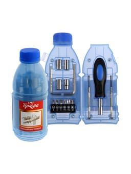 Набор инструментов ТУНДРА, подарочный пластиковый кейс «Бутылка», 15 предметов