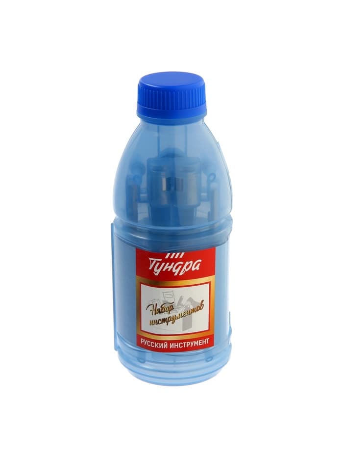 Набор инструментов ТУНДРА, подарочный пластиковый кейс «Бутылка», 15 предметов