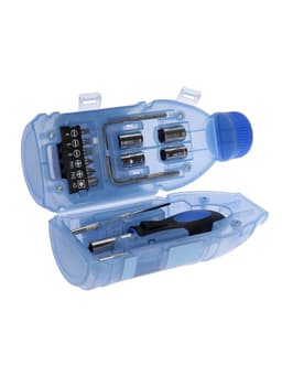 Набор инструментов ТУНДРА, подарочный пластиковый кейс «Бутылка», 15 предметов