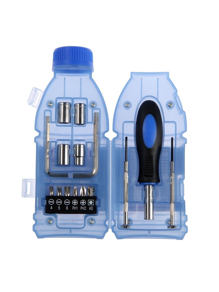 Набор инструментов ТУНДРА, подарочный пластиковый кейс «Бутылка», 15 предметов