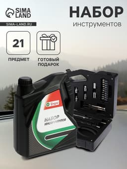 Набор инструментов ТУНДРА, подарочный пластиковый кейс «Канистра», 21 предмет
