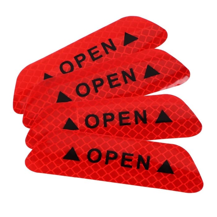 Набор светоотражающих наклеек Open, 9.5×2.5 см, красный, 4 шт.