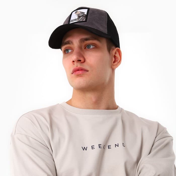 Кепка мужская с сеткой DIGNITY, чёрная, р-р 56