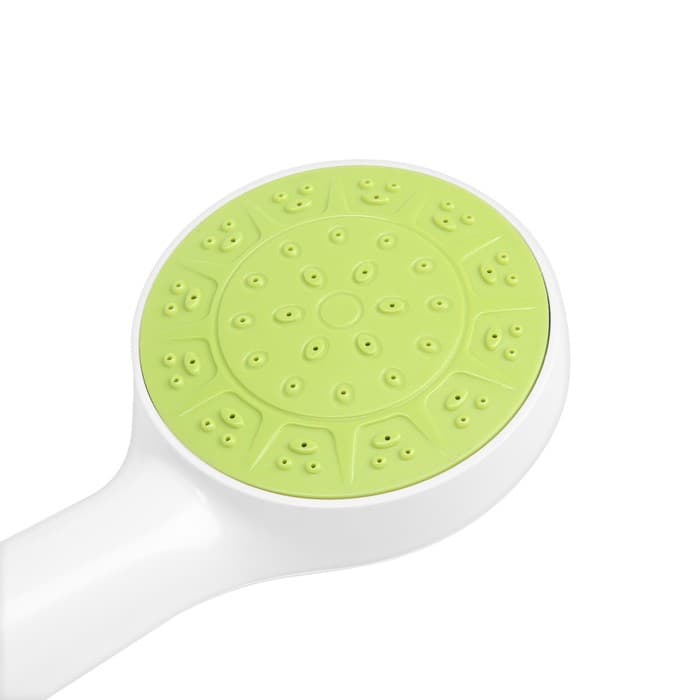 Лейка для душа ZEIN Z0207, 1 режим, пластик, белая, с, зелёная, вставка