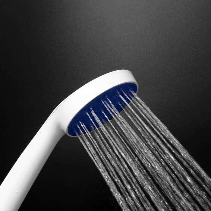 Лейка для душа ZEIN Z0210, 1 режим, пластик, белая, с, сини, вставка