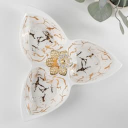 Менажница «Марбл», 160 мл, 3 ячейки, 25.3×23×4.5 см, керамика, белая